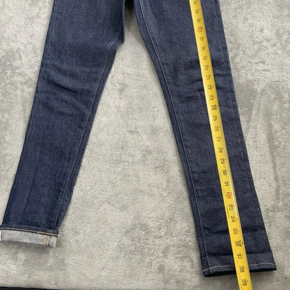 UNIQLO Selvedge Jeans Men 29x31 Straight Slim Dark Kaihara Raw Wash Denim